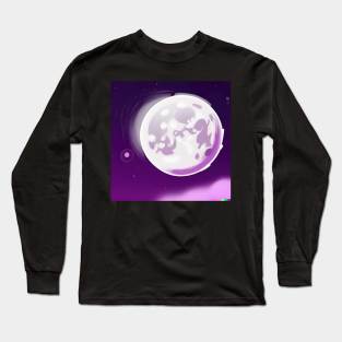 Moon in purple sky Long Sleeve T-Shirt